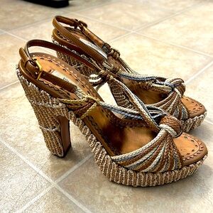 PRADA raffia heels